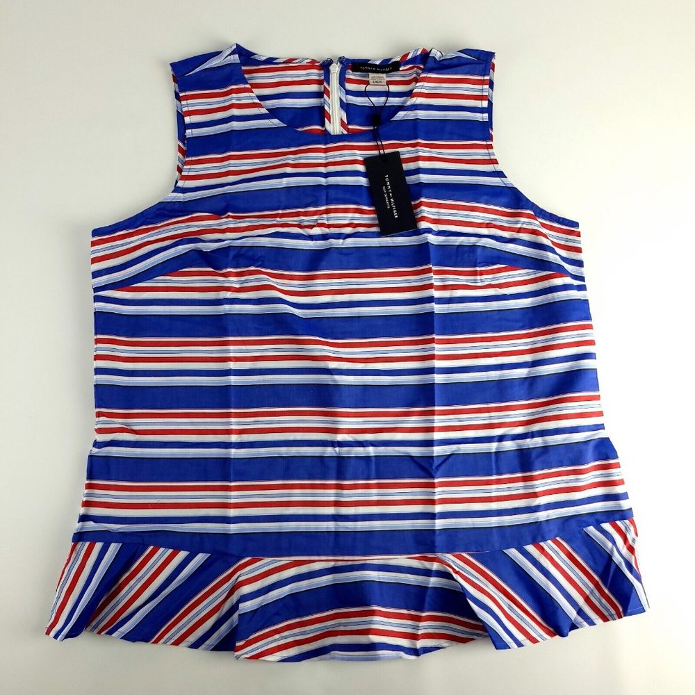 Tommy Hilfiger Red White Blue Womens Shirt Top‎